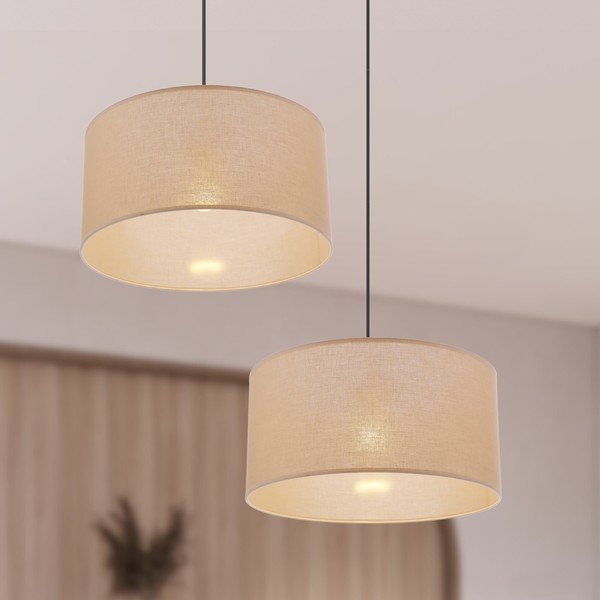 Lampadario beige con paralume in tessuto ø 40 cm Shanti – Candellux Lighting-image-2