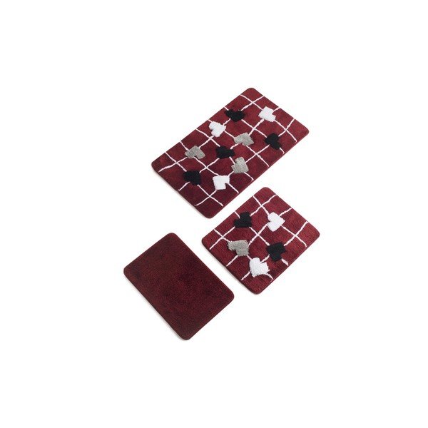 Set di 3 tappetini da bagno rossi Kalbim - Foutastic