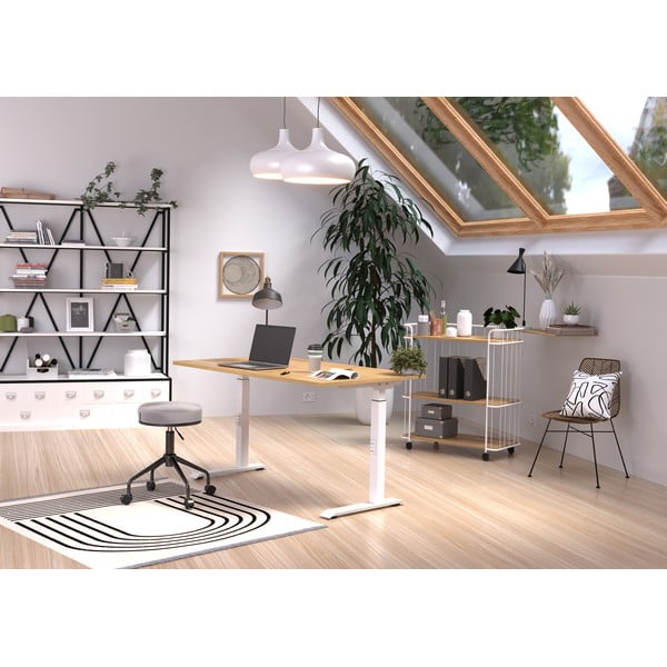 Tavolo da lavoro ad altezza regolabile con piano in rovere 80x140 cm Downey - Germania-image-1