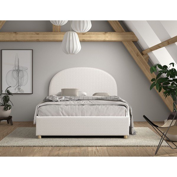 Letto matrimoniale imbottito bianco con contenitore con rete inclusa 140x200 cm Moon – Vipack-image-2