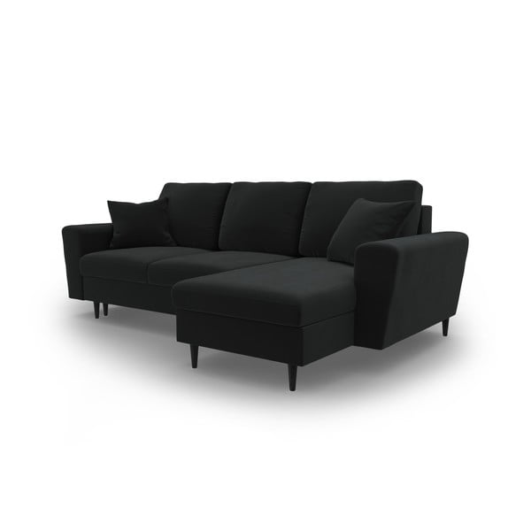 Divano angolare nero allungabile e con contenitore con rivestimento in velluto Kyoto – Cosmopolitan Design-image-4