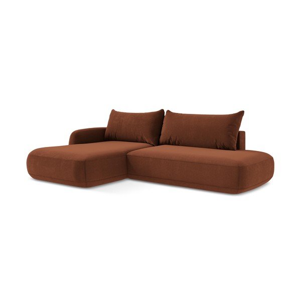Divano angolare color terracotta allungabile (con penisola a sinistra/con chaise lounge) Hale – Makamii-image-1