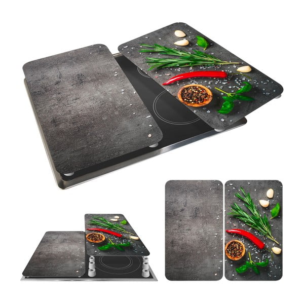 Set di 2 coperchi per stufe in vetro temperato 52x30 cm Rosemary - Maximex-image-3