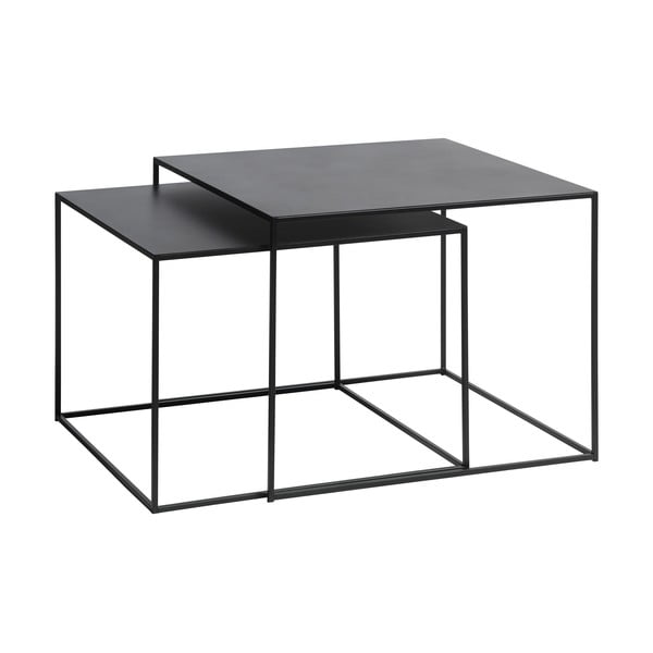 Set di 2 tavolini in metallo nero 65x65 cm Pebble - Unique Furniture