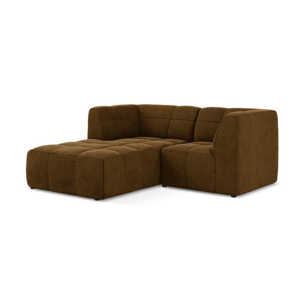 Divano angolare color senape (con penisola a sinistra/con chaise lounge) con rivestimento in velluto Aloha – Makamii-image-2