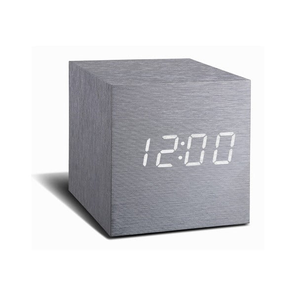 Sveglia grigia con orologio a display a LED bianchi Cube Click - Gingko