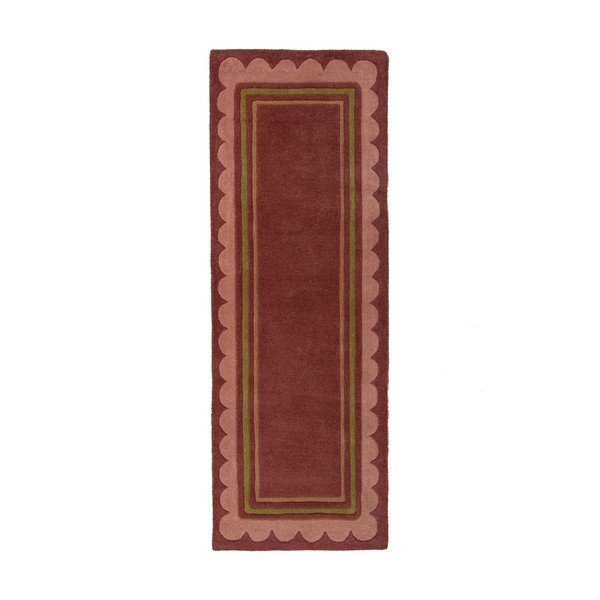 Passatoia burgundy in lana tessuta a mano 80x230 cm Lois – Flair Rugs