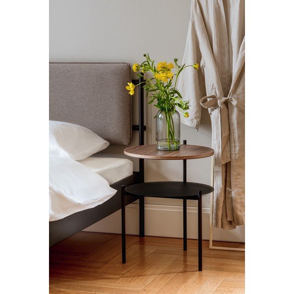 Comodino nero/colore naturale scuro con piano effetto noce Tu – noo.ma-image-4