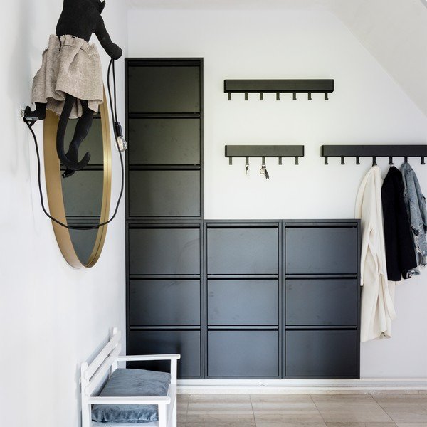 Scarpiera nera in metallo con ante ribaltabili 50x103x15 cm Billy – Spinder Design-image-4