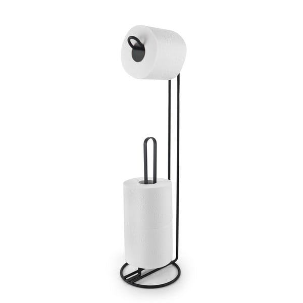 Porta carta igienica nero con supporto Origin - Metaltex-image-2