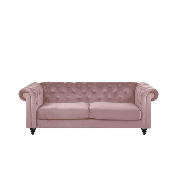 Divano in velluto rosa Charlietown, 219 cm - Actona