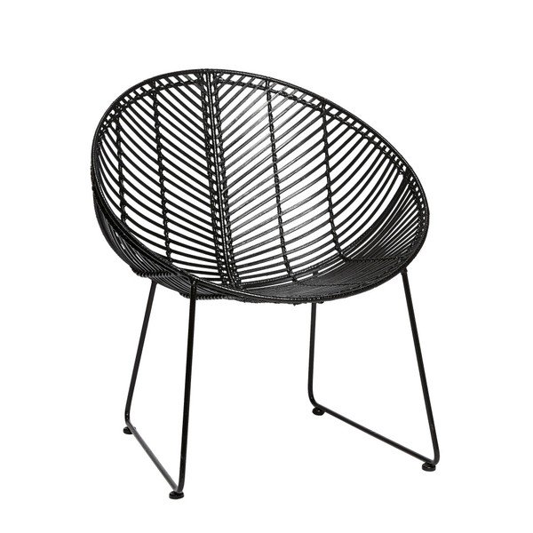 Poltrona in rattan nero Jannike - Hübsch