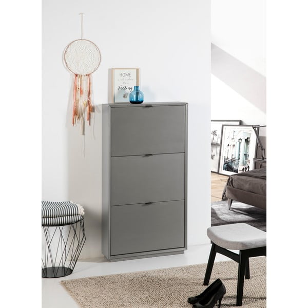 Scarpiera grigia con 3 cassetti Luka - Marckeric-image-1