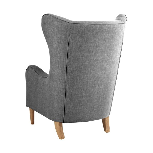 Poltrona in lino con orecchie grigie Miriam - Max Winzer-image-4