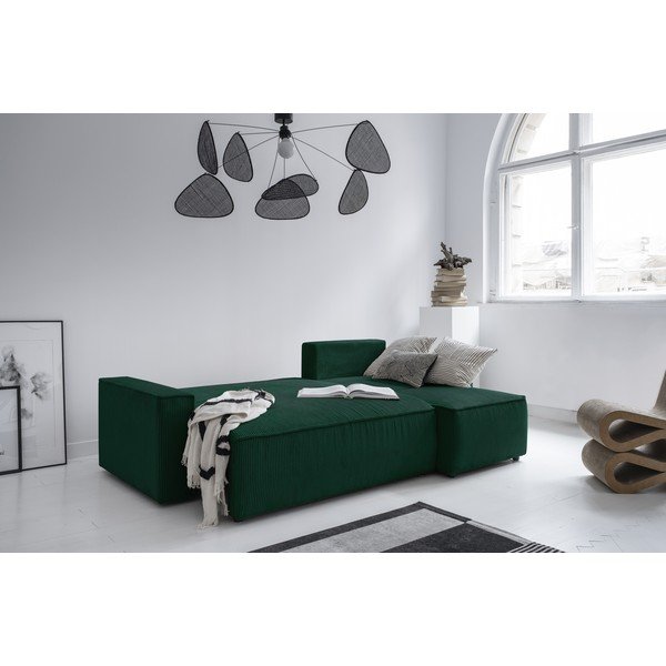 Divano letto angolare in velluto a coste verde scuro Brave Dave - Miuform-image-4
