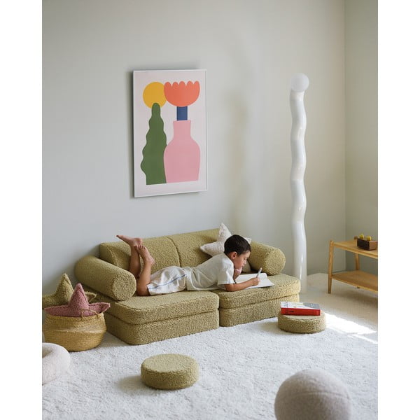 Divano per bambini verde con rivestimento in bouclé 132 cm Settee – Wigiwama-image-3