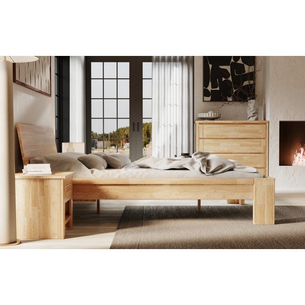 Cassettiera bassa di colore naturale in rovere massiccio 105x96 cm Timo – Olivia Living-image-4