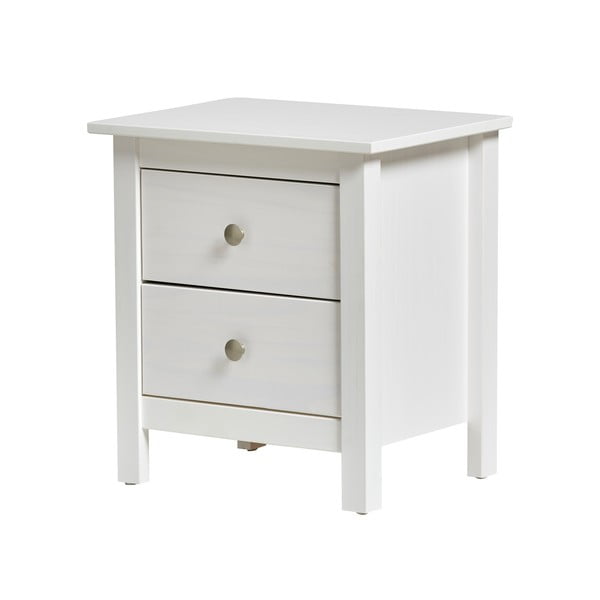Comodino in legno di pino massiccio bianco con 2 cassetti Berna - Marckeric-image-2