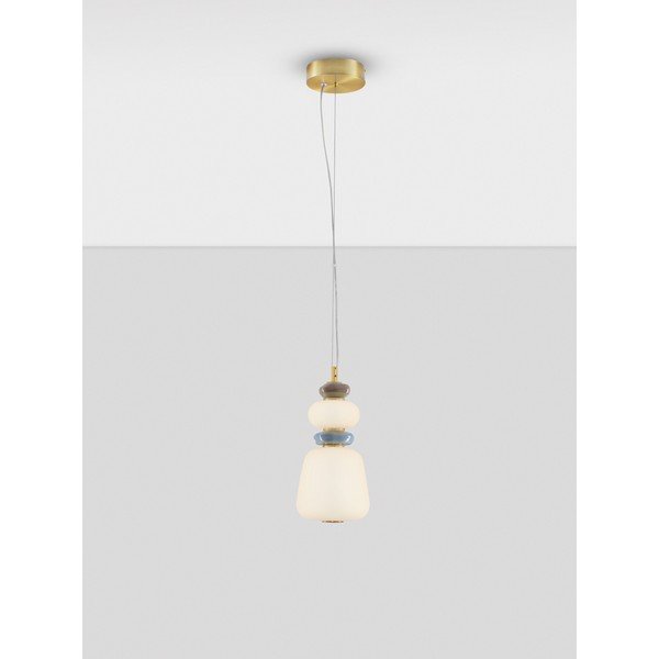 Lampadario LED bianco/dorato in metallo con paralume in porcellana/con paralume in vetro con intensità regolabile ø 17 cm Palo – Nova Luce-image-4