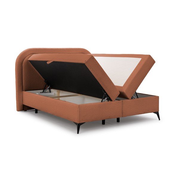 Letto boxspring arancione con contenitore 180x200 cm Ornes – Ropez-image-3