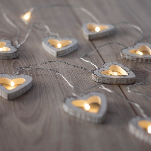Catena luminosa LED a forma di cuore, 10 luci, lunghezza 1,65 m - DecoKing-image-3