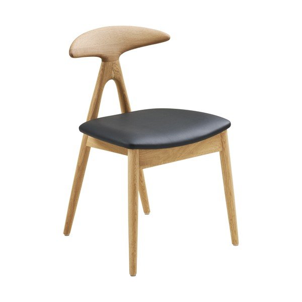 Sedia da pranzo nera/di colore naturale in rovere massiccio Lanuza – House Nordic