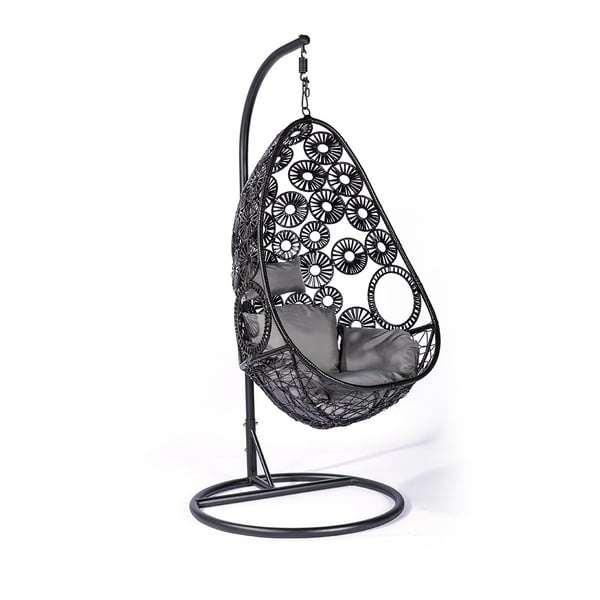 Poltrona sospesa in rattan artificiale nero Palma - Le Bonom