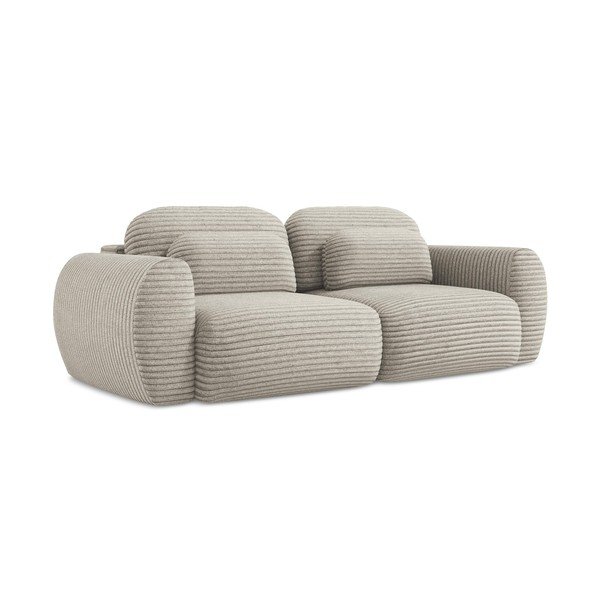 Divano marrone chiaro allungabile/con contenitore con rivestimento in velluto a coste 266 cm Kini – Makamii-image-3