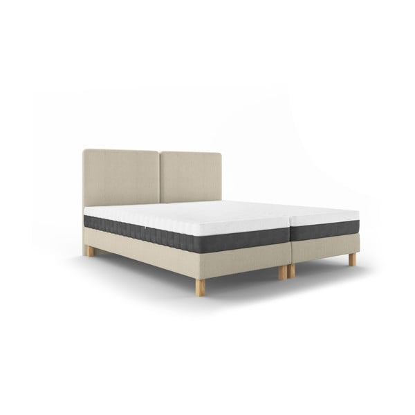 Letto matrimoniale imbottito beige con griglia 140x200 cm Lotus - Mazzini Beds