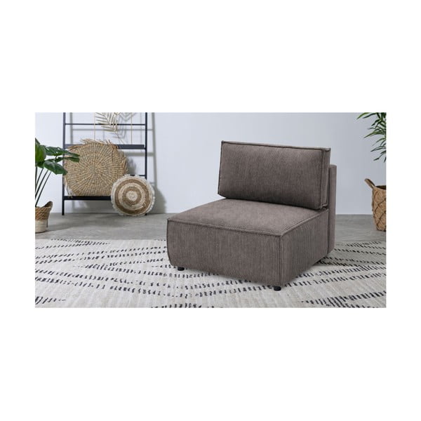 Modulo divano in velluto a coste marrone chiaro, pezzo centrale Nihad modular - Bobochic Paris-image-1