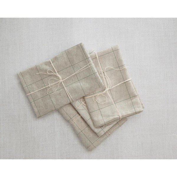 Set di 4 tovaglioli di lino Green Lines, 43 x 43 cm - Really Nice Things-image-2
