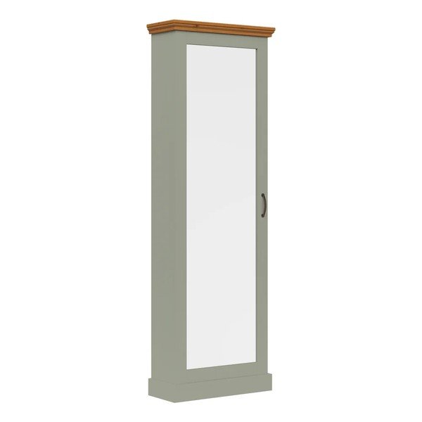 Scarpiera con specchio verde/colore naturale chiaro in pino massiccio 60x180x25 cm Selma – Støraa-image-4