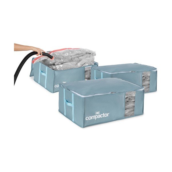 Set di organizer per vestiti sottovuoto in plastica 3 pz 65x45x27 cm Blue Edition - Compactor-image-4