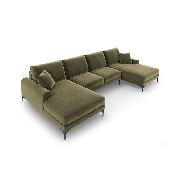Divano a U in velluto verde Madara - Mazzini Sofas-image-4