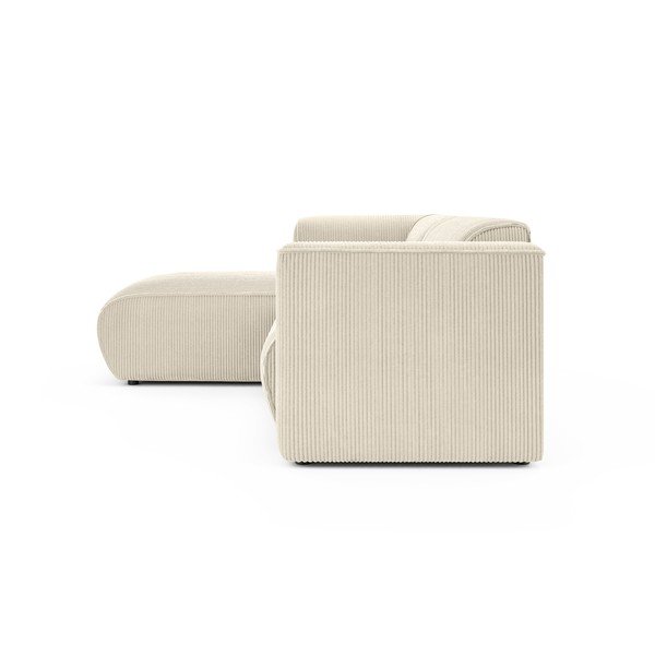 Divano angolare beige (con penisola a sinistra/con chaise lounge) con rivestimento in velluto a coste Merid  – Ropez-image-3