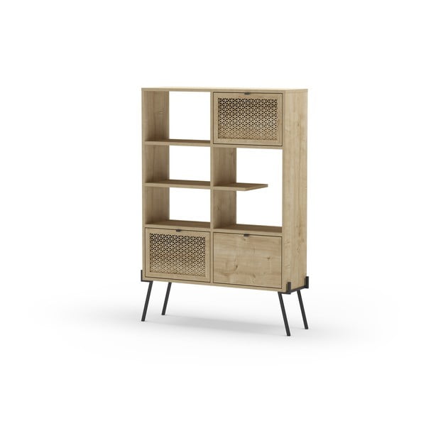 Libreria in rovere decorato in colore naturale 95x141 cm Evan - Marckeric-image-3