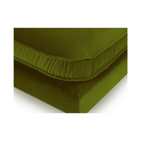 Poggiapiedi in velluto verde con gambe nere Lento - Kooko Home-image-3