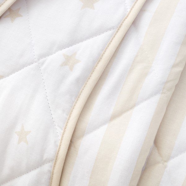 Copriletto per bambini bianco e beige in cotone con rivestimento trapuntato 135x190 cm Mini Star & Stripes – Bianca-image-3