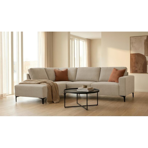 Divano angolare marrone chiaro (con penisola a sinistra/a L) con rivestimento in ciniglia Fabian – Scandic-image-1