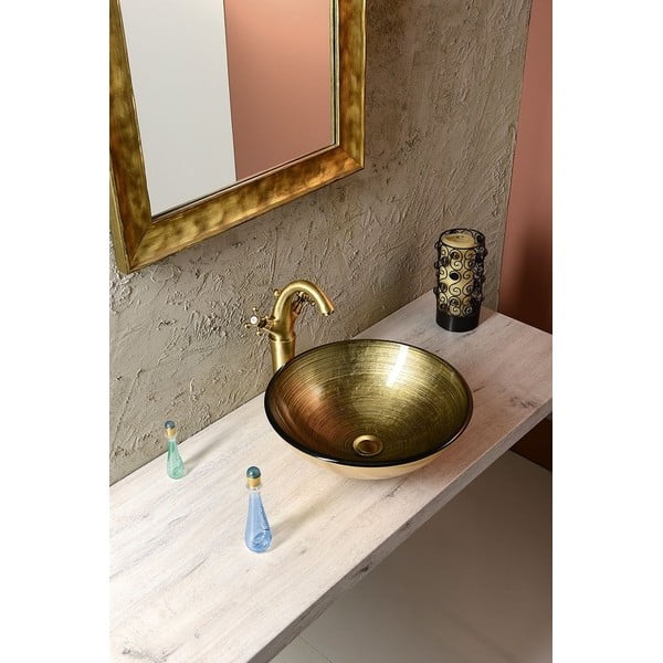 Lavabo rotondo dorato in vetro ø 42 cm Fianna – Sapho-image-2