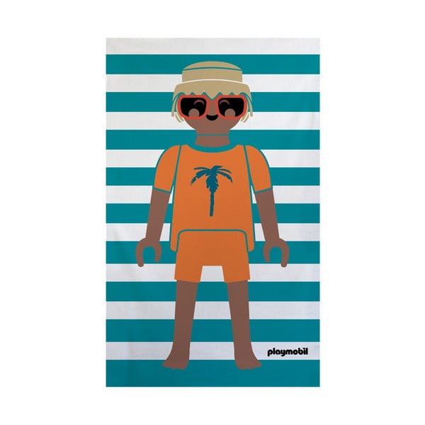 Telo mare blu in spugna di cotone 75x140 cm Summer Boy - Playmobil