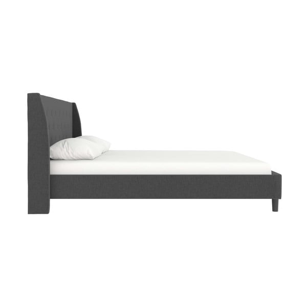 Letto matrimoniale imbottito grigio scuro 180x200 cm Her Majesty - Støraa-image-3