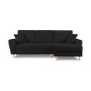 Divano angolare nero allungabile e con contenitore (con penisola a destra/con chaise lounge) con rivestimento in bouclé Kyoto – Cosmopolitan Design