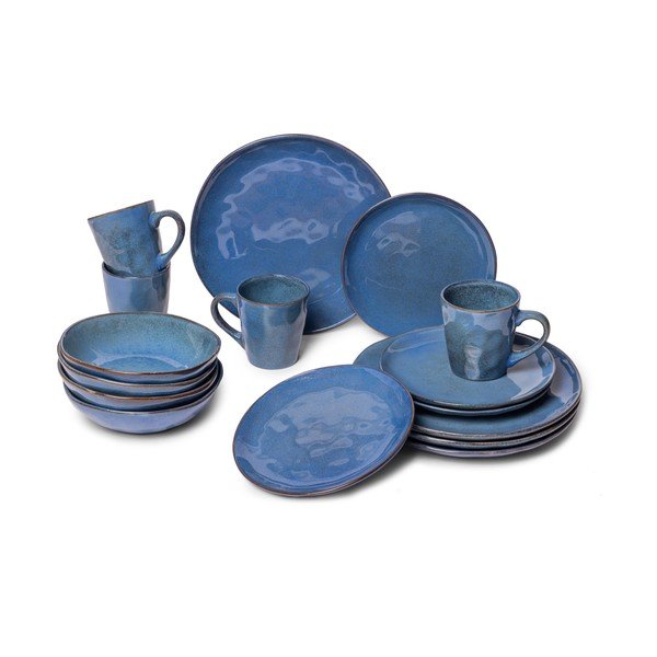 Set da pranzo in gres blu scuro 16 pezzi Glosia - Bonami Selection