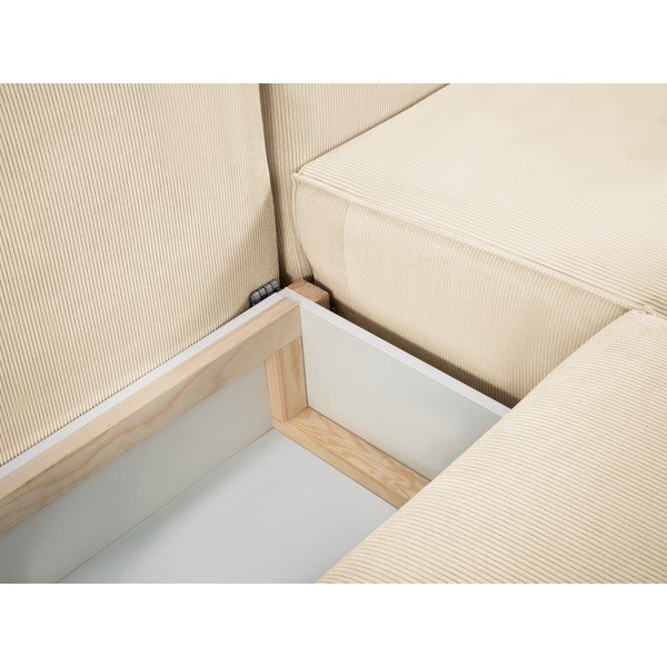 Divano letto a U in velluto a coste beige Azalea - Mazzini Sofas-image-1