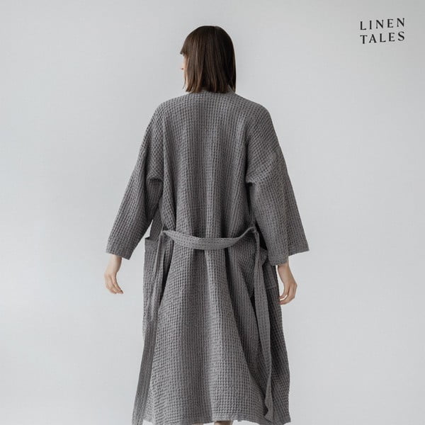 Accappatoio grigio scuro taglia L/XL Dark Grey - Linen Tales-image-3