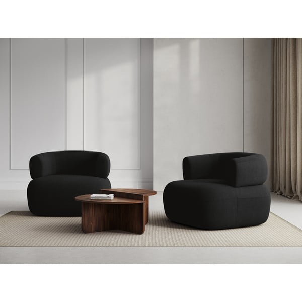 Poltrona nera in tessuto bouclé Jenny - Micadoni Home-image-1