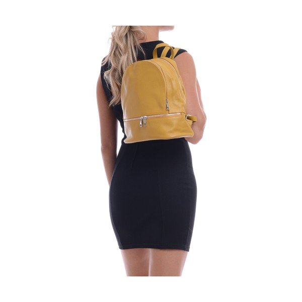 Zaino in pelle gialla con cerniera - Anna Luchini-image-4