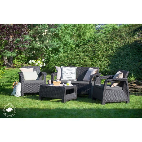 Set da giardino grigio scuro per 4 persone Corfu - Keter-image-1