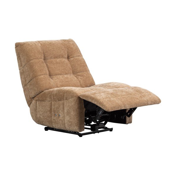 Poltrona da relax marrone chiaro reclinabile con rivestimento in velluto a coste Hein – WOOOD-image-4